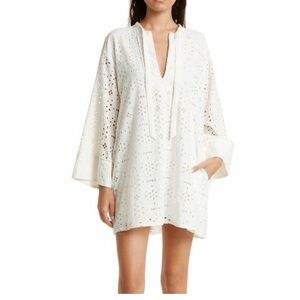 Elegant White Eyelet Swim Cover-Up